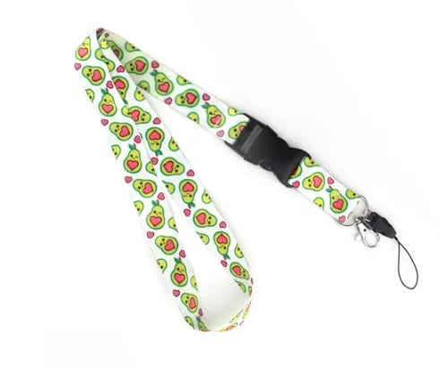 Fruit avocado cartoon design mobile phone lanyard with buckle attachment on polyester material