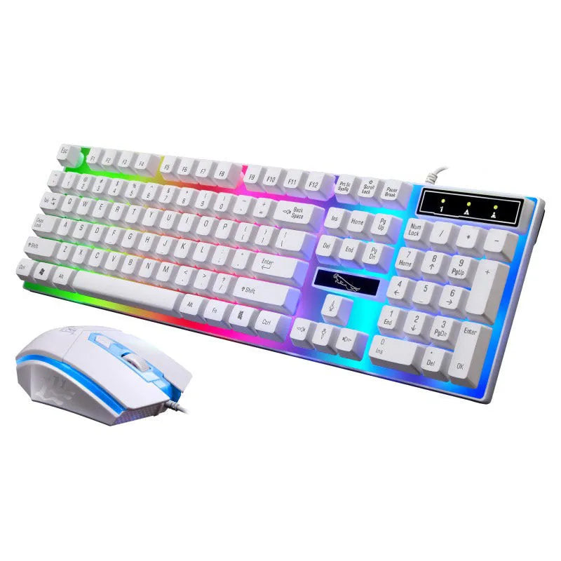G21 wired mouse and keyboard set with suspended lighting keyboard and 1000dpi optical mouse in black