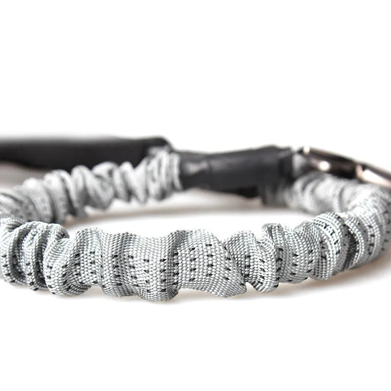 Gray nylon dog leash with chest strap for large medium small dogs, 75cm to 150cm stretchable