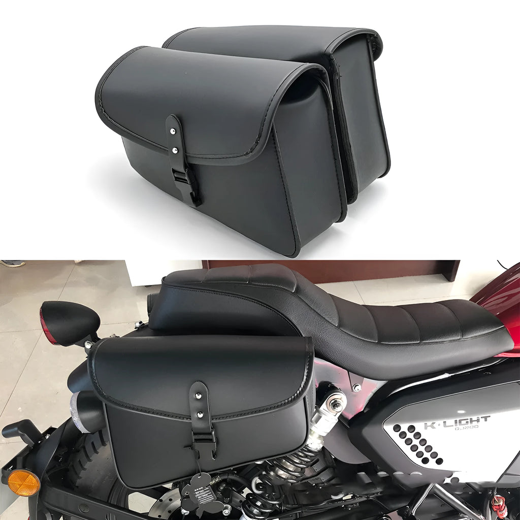 Black PU leather motorcycle swingarm saddlebag for Harley-Davidson Sportster.