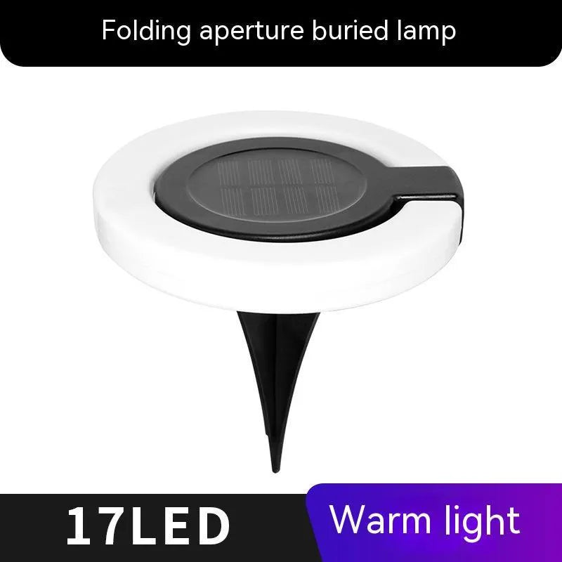 Outdoor solar underground light with folding aperture design for floor or wall installation