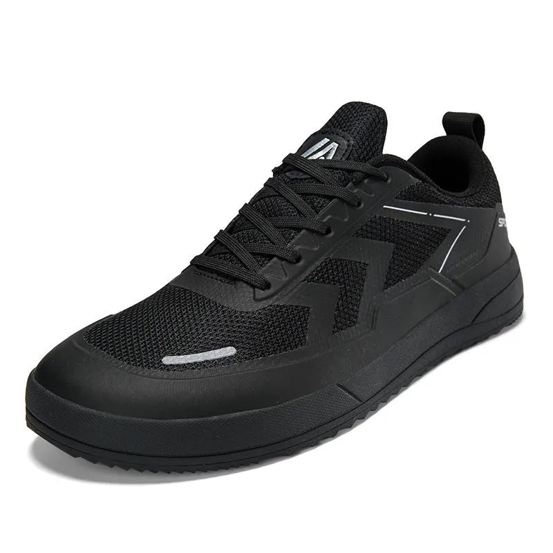 Lightweight mesh surface sneaker in black white or green, low top lace-up casual shoe with rubber flat heel