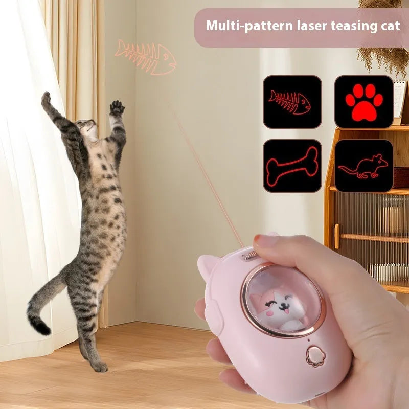 Pink and yellow multifunctional pet comb with built-in laser light for grooming cats and dogs