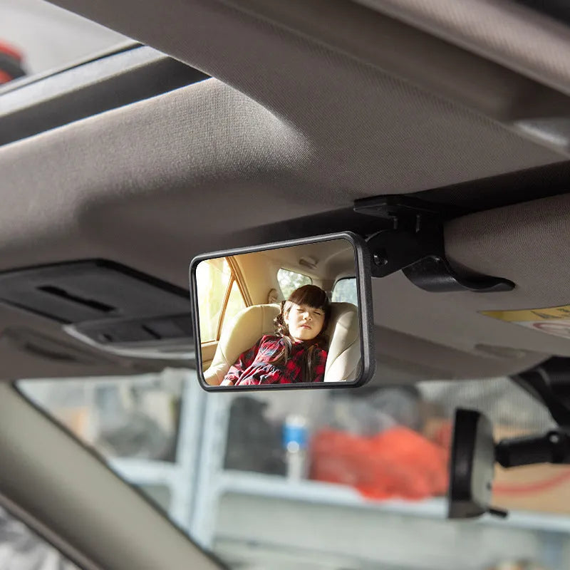 Square car baby mirror with chrome ABS cover and glass mirror 120x60mm