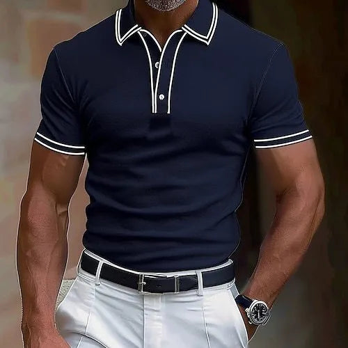 Men's loose fit striped T-shirt in multiple colours showing extended size range options
