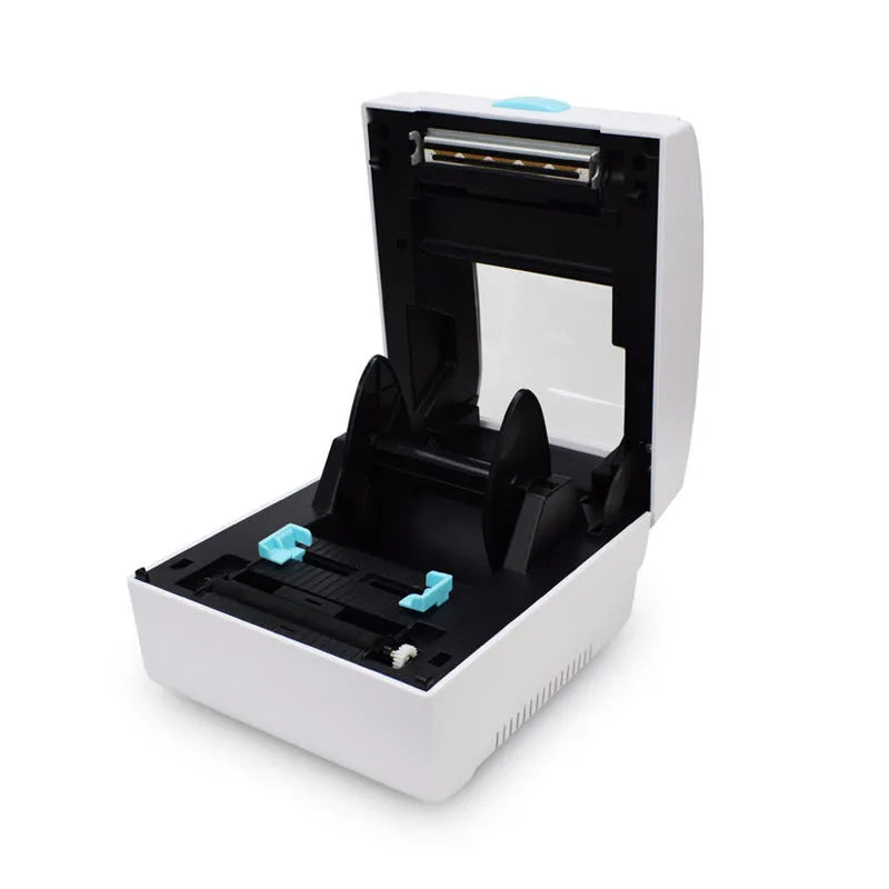 White thermal label printer with Bluetooth and USB connectivity for shipping or barcode labels.