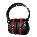 Blue soundproof anti-noise headphones with ABS construction and adjustable headband