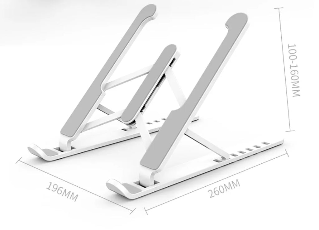 P1 foldable laptop stand in charm black, ABS silicone construction with heightened base lifting mechanism