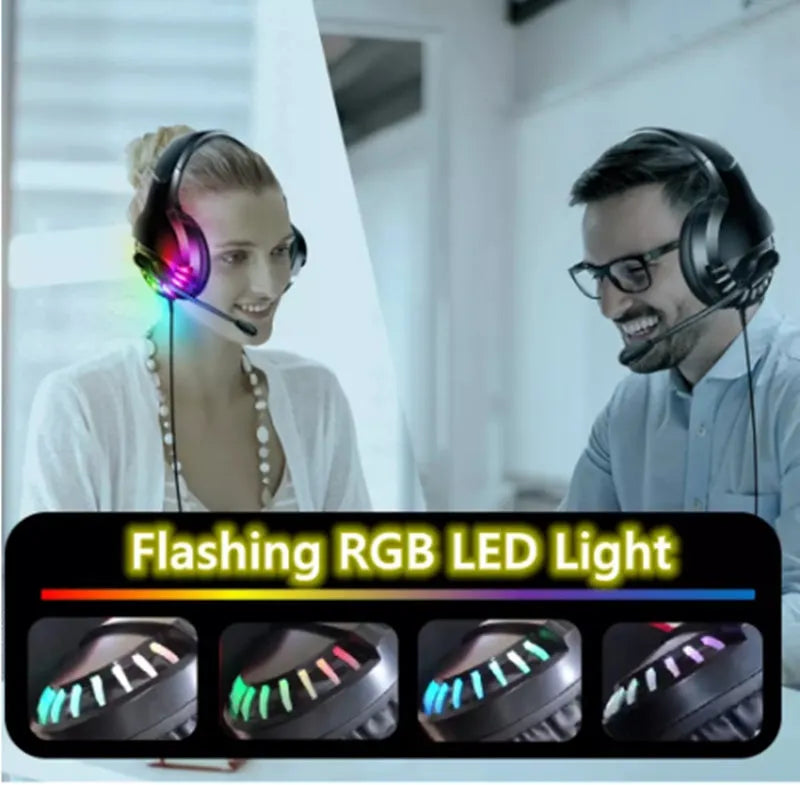 Black wired gaming headset with detachable microphone and in-line sound card control