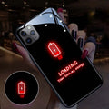 LED phone case for Apple iPhone with tempered glass back and glowing lights in cartoon colour