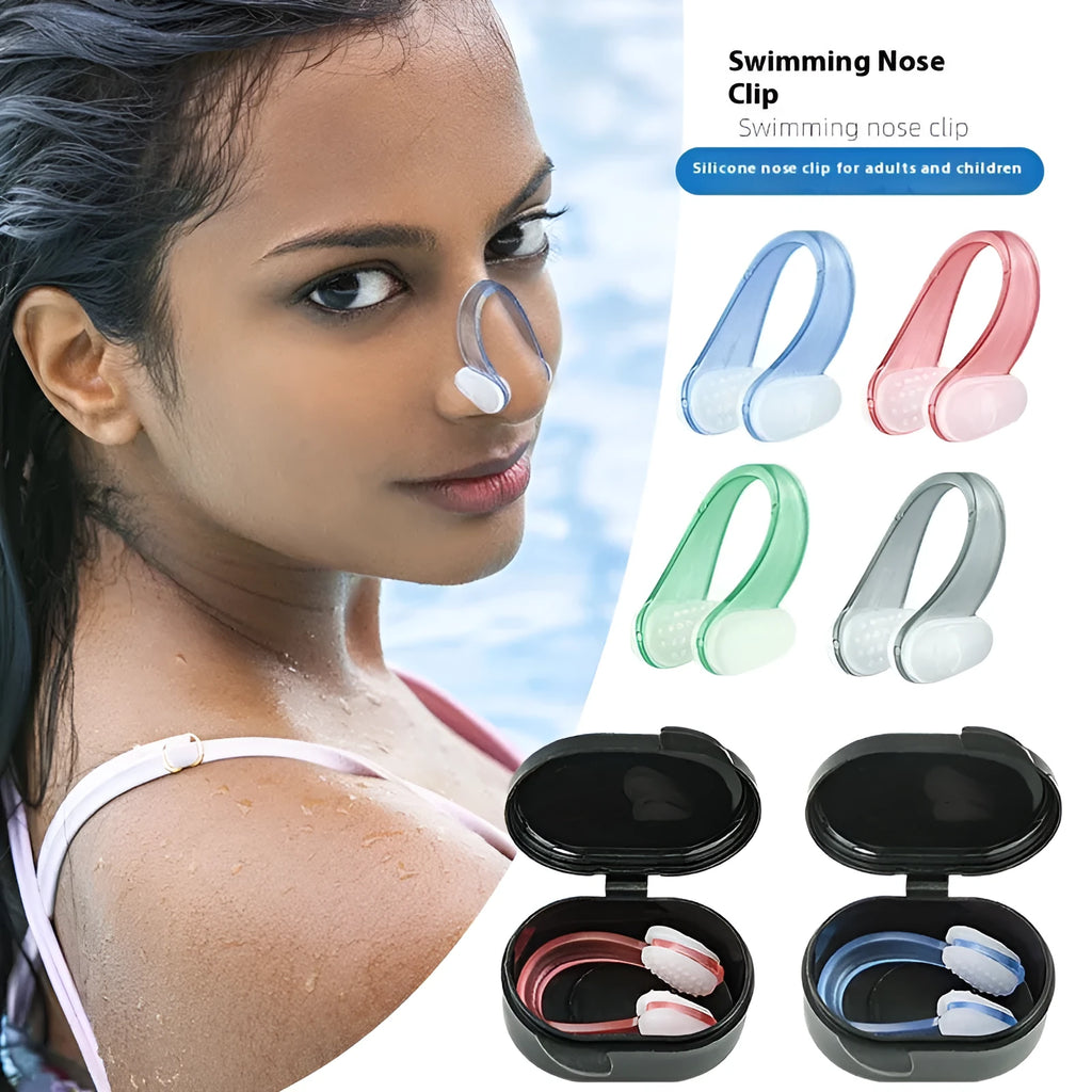 Bright blue silicone nasal splint for swimming, suitable for children and adults