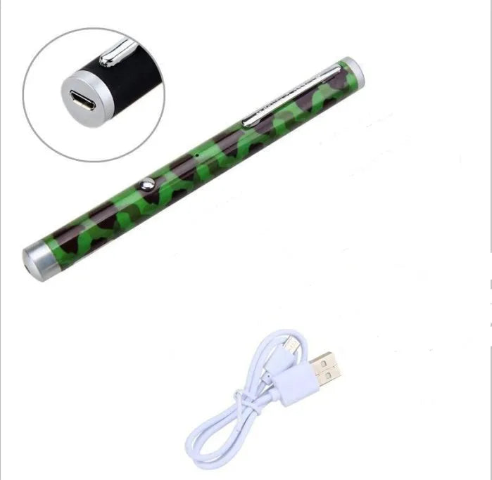 Green laser pointer pen with aluminium alloy body in black, camouflage or white colour options