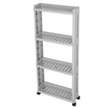 Plastic kitchen storage rack with wheels, multi-layer, narrow gap design, white colour