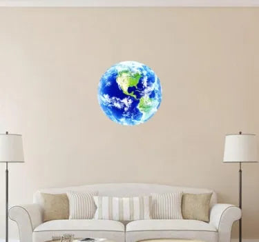 Glow in the dark 3D Earth planet wall sticker in various sizes on a wall