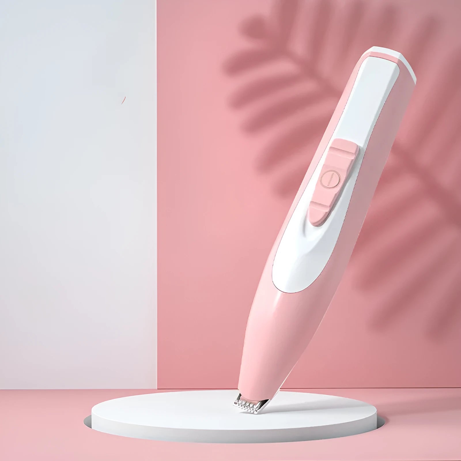 Charging dog cat foot hair trimmer in pink with USB cable for pet paw grooming