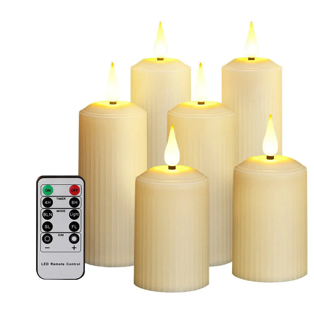 Beige ABS electronic candle lamp set with water droplet head, USB charging, remote control, and three candles, 19.2 x 17.6 x 5.3 cm