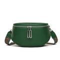 Women's soft PU leather messenger bag in saddle shape with single strap and internal zipper compartment