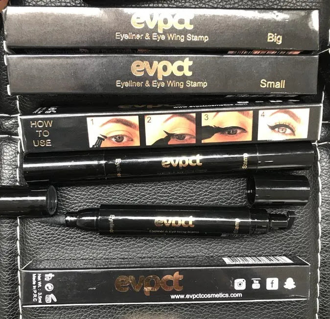 Evpct double colour seal eyeliner pen 15.5g in brown, green, pink, purple, blue, red, and black shades