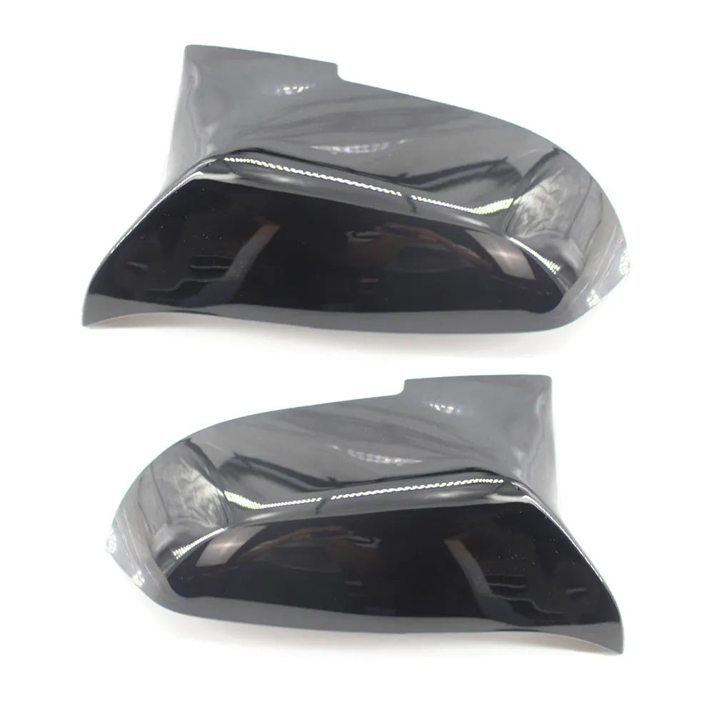 Pair of paint bright black horn-shaped rearview mirror shells for BMW F-series models