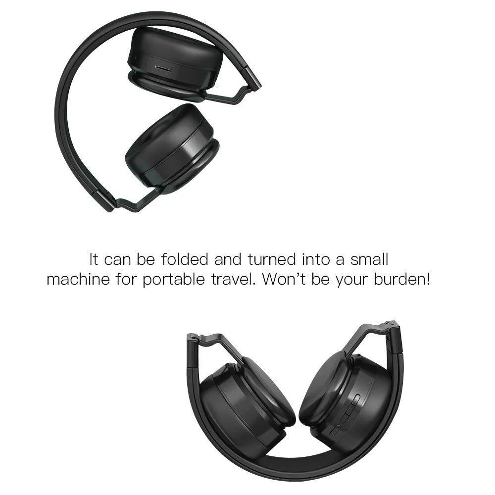 Head-mounted Bluetooth stereo headset with folding subwoofer and card mode, black silver colour