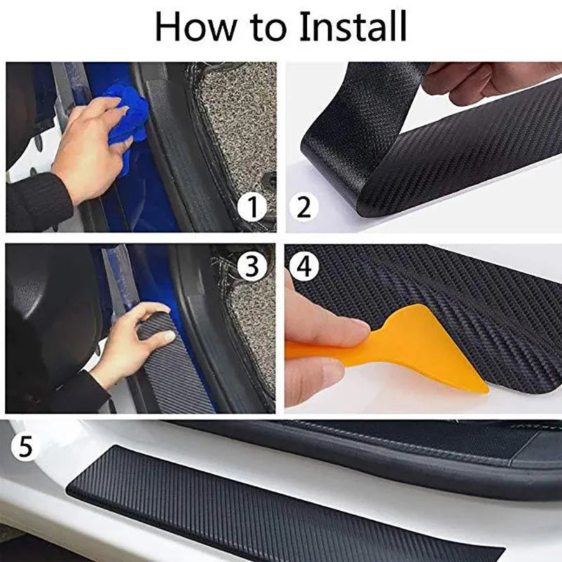 Matte carbon fibre pattern vinyl roll for car door sill protection, showing textured surface and roll format.
