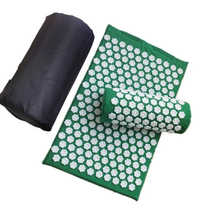 Lotus acupressure massage cushion and mat set in cotton with storage bag