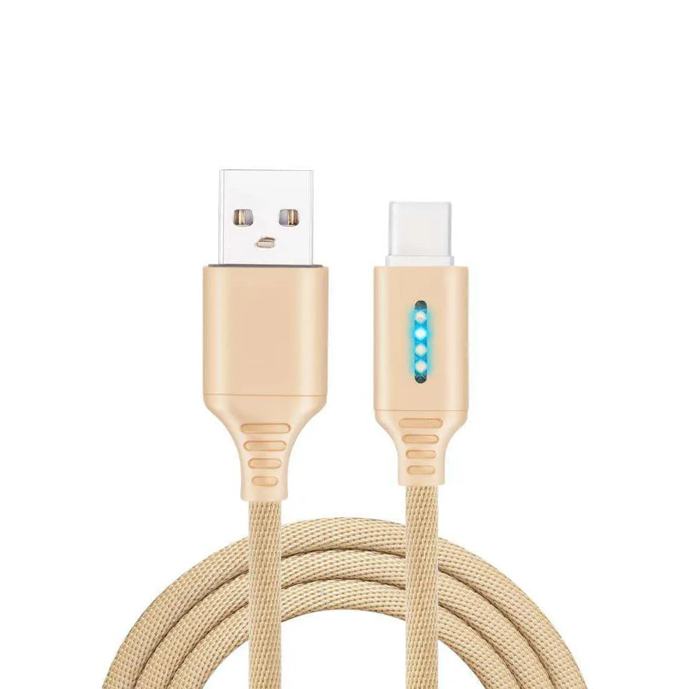 Fabric braided USB charging cable in black, 1 metre long with USB and device connectors