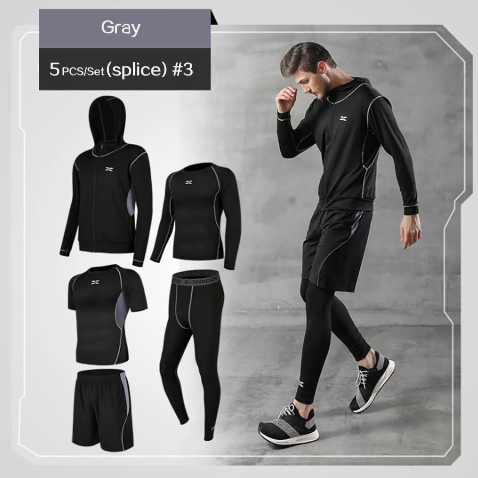 Men's polyester sports suit two-piece set in black – tops and trousers coordinated tracksuit