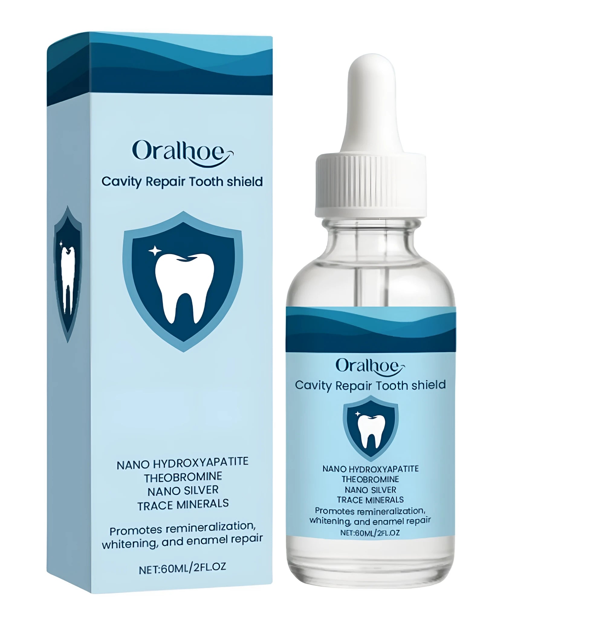 60ml bottle of dental restorative solution fluid with hydroxyapatite and theobromine
