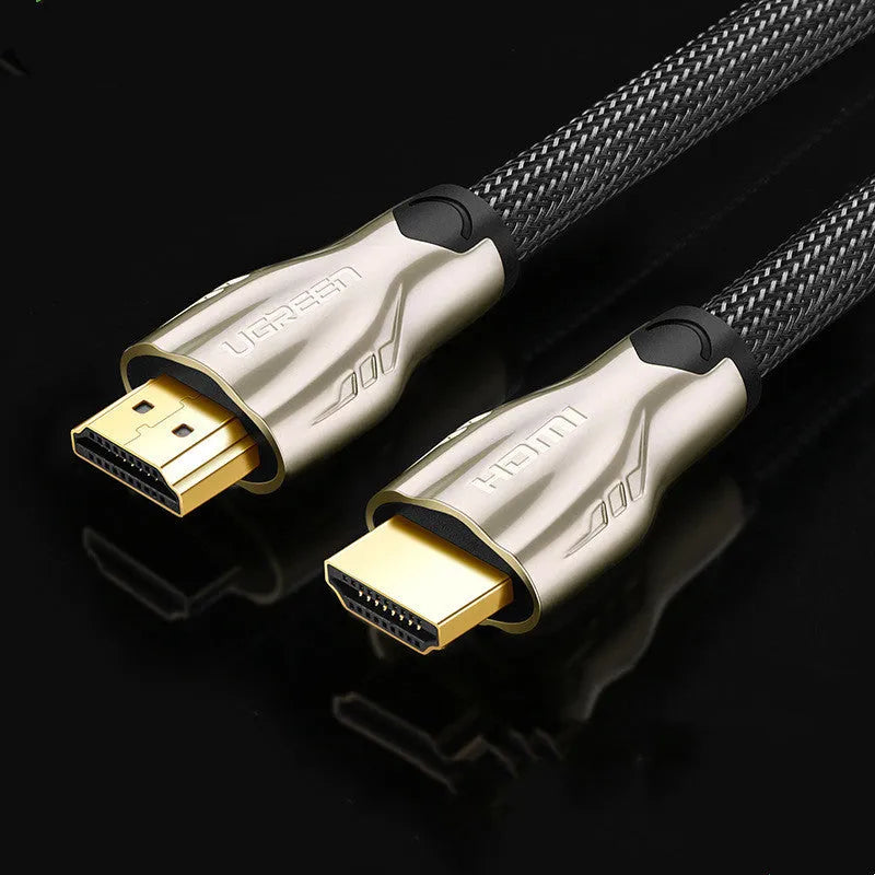 5 metre long black High Speed HDMI cable with gold-plated connectors on a white background.