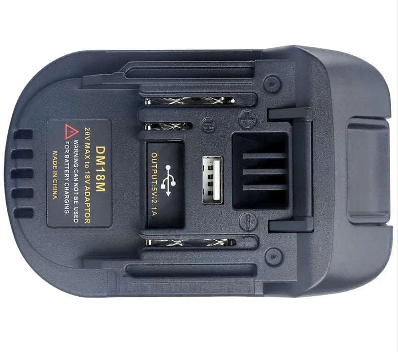 Black Milwaukee DM18M to Makita H99F battery adaptor converter for power tools