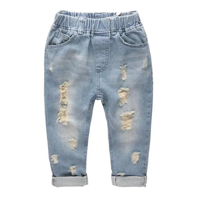 Light blue cotton skinny jeans for children in slim fit style