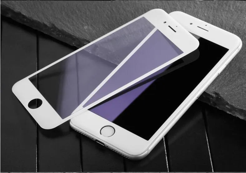 iPhone tempered glass screen protector with anti-blue light and full 3D curved edge coverage