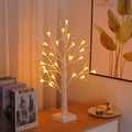 60cm tall white birch tree LED lamp with 24 small removable mushroom lights