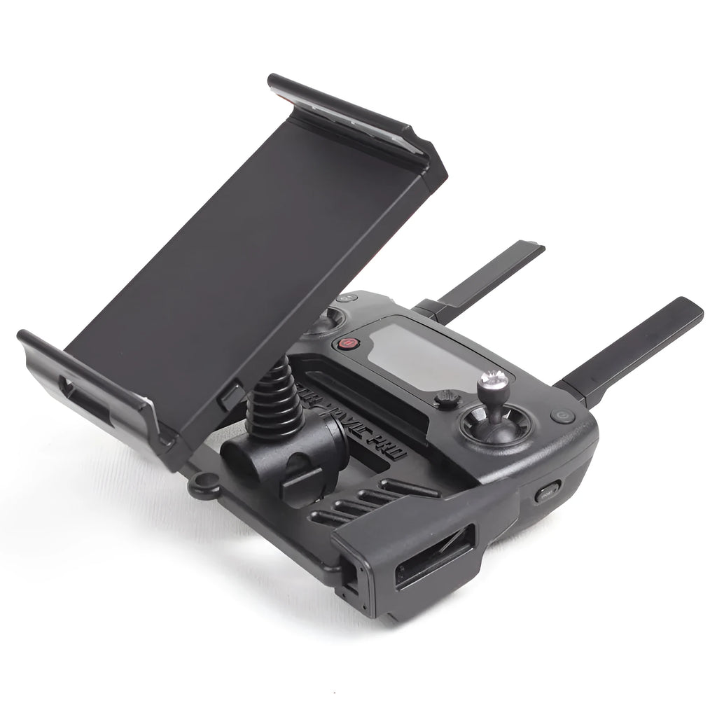 Black MAVIC PRO remote phone holder, injection-moulded flat stand support plate for DJI Mavic Pro controller, fits 4 to 12 inch devices