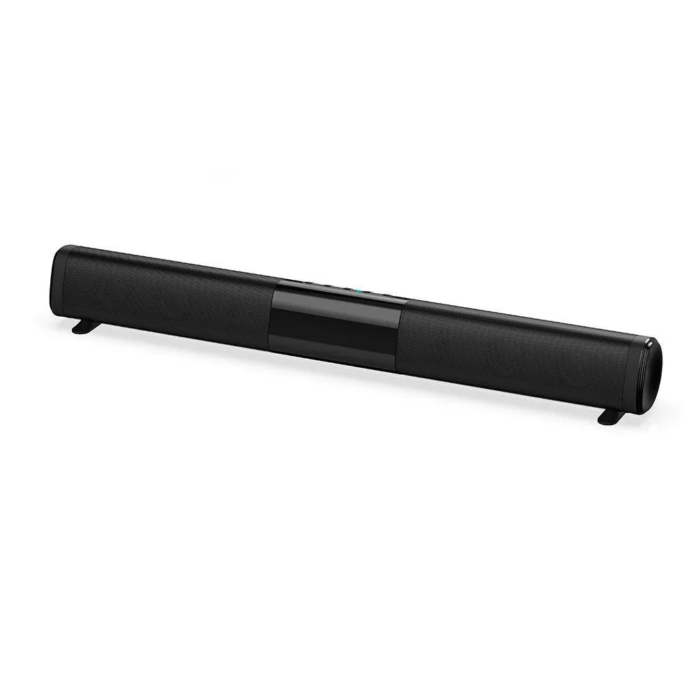 Black high-power Bluetooth sound bar speaker, 58.5cm long, with multiple control buttons and ports.