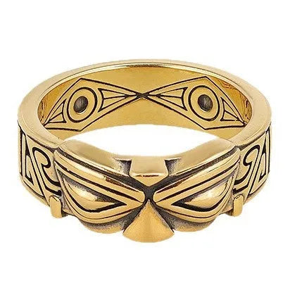Unisex adjustable silver plated ring with Sanxingdui retro design and animal geometry motif on open band