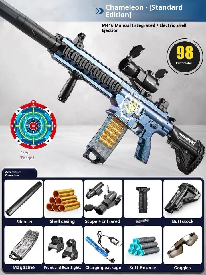 M416 throw shell soft bullet gun AMT toy made of plastic with soft elastic bullets for teenagers