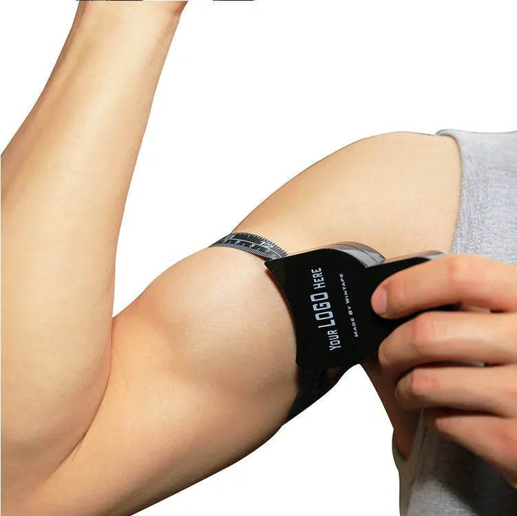 Black ABS plastic body fat calliper skinfold measuring tool on a 1.5 metre cord.