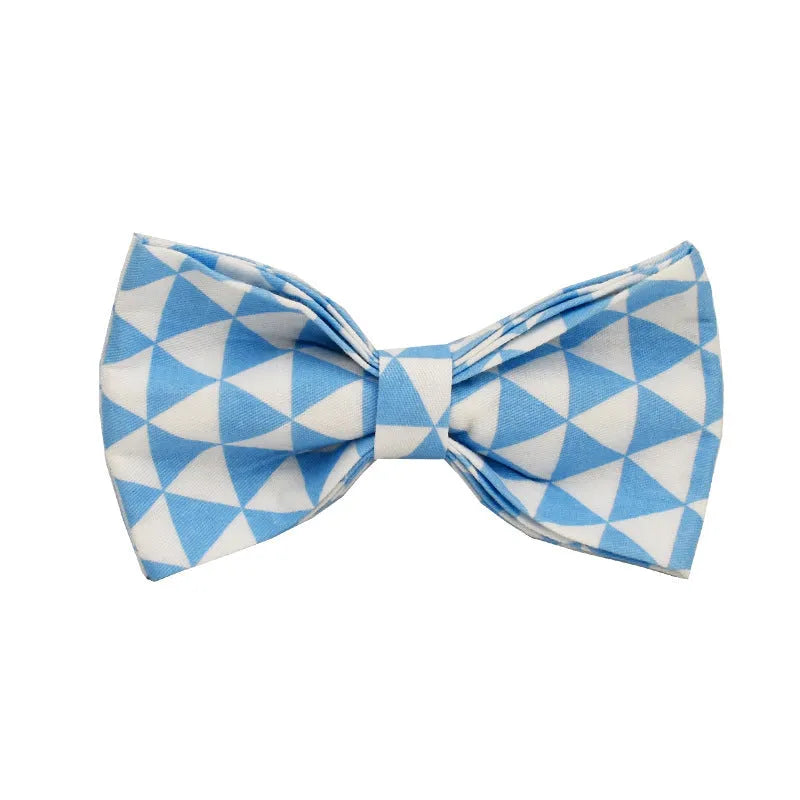 Blue cloth four-piece pet dog set showing collar, leash, bow tie and vest