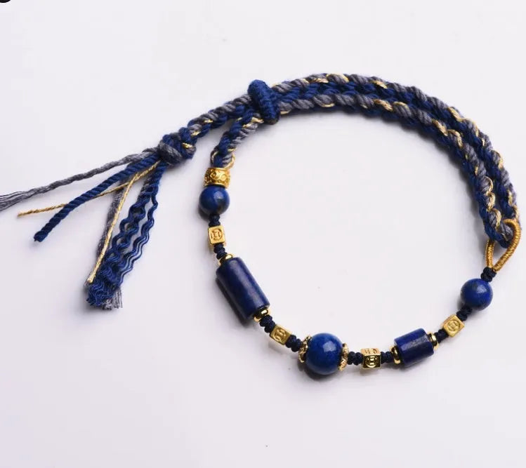 Hand-woven rope bracelet DIY watch band in ethnic style with flexible wire construction