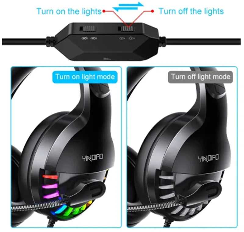 Black wired gaming headset with detachable microphone and in-line sound card control
