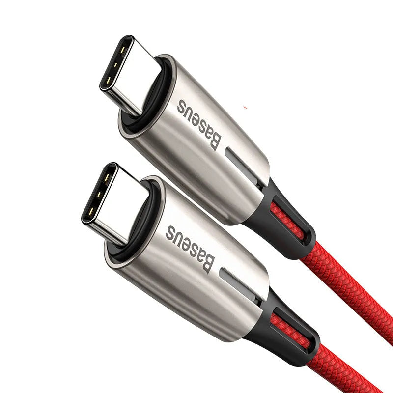 Purple and red dual Type-C PD60W fast charging cables for computer hardware