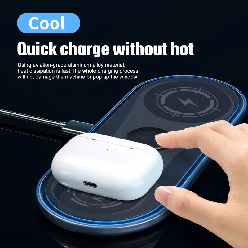 Flat 3-in-1 wireless charger with ambient light indication function White colour option