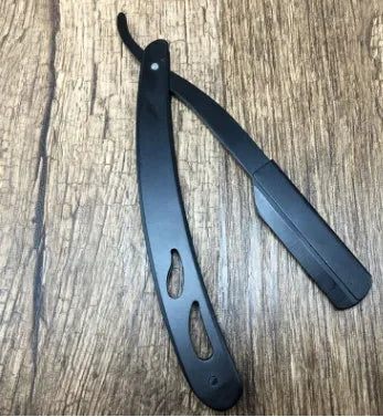 Silver stainless steel straight razor 14cm with 10 steel blades for smooth shaving