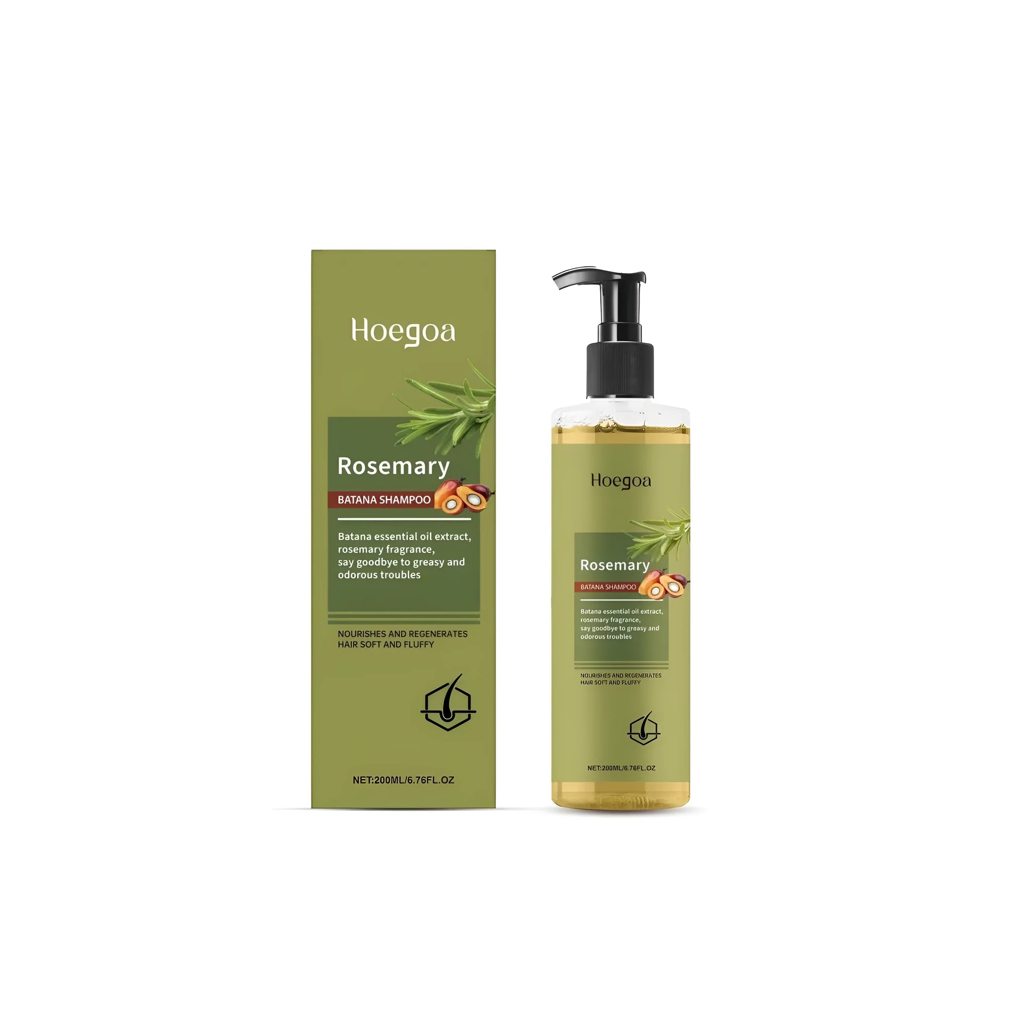 200ml bottle of rosemary hair growth shampoo with Platthana oil ingredients