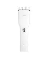 Black cordless hair clippers with ceramic cutter head and adjustable length comb for home barbering