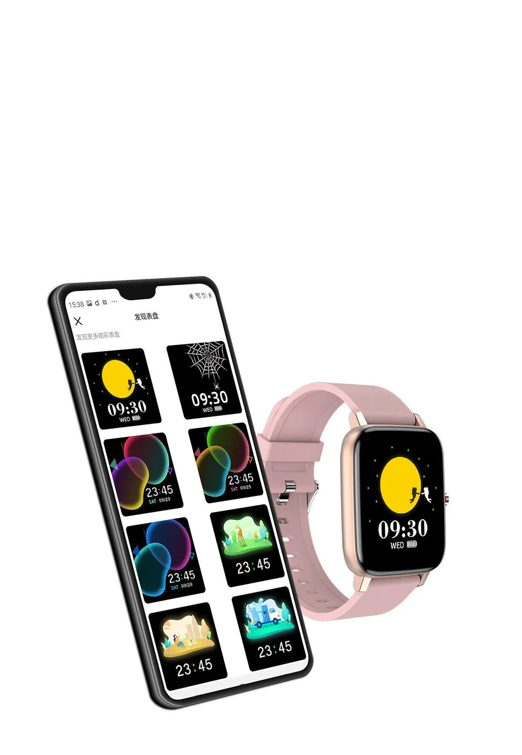 H80 smartwatch in black on a wrist, showing a heart rate graph on its 1.69-inch spherical glass screen.