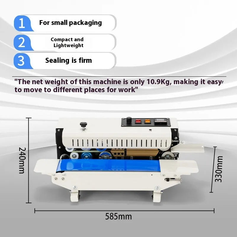 Mini desktop steel seal sealing machine with date printing function on a countertop.