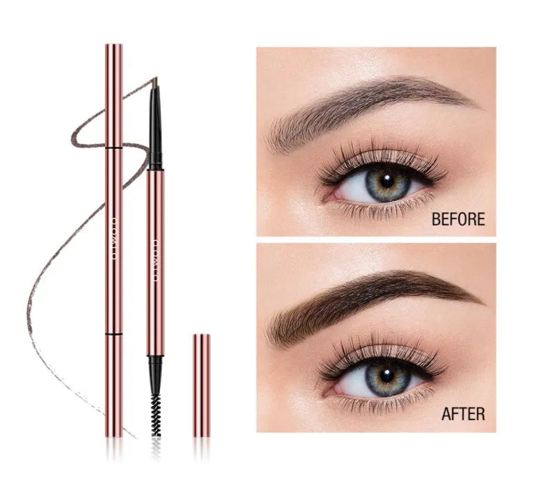 Eyebrow pencil set showing six colour options in colour box packaging.